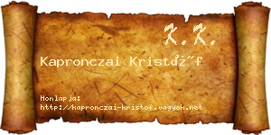 Kapronczai Kristóf névjegykártya
