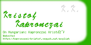 kristof kapronczai business card